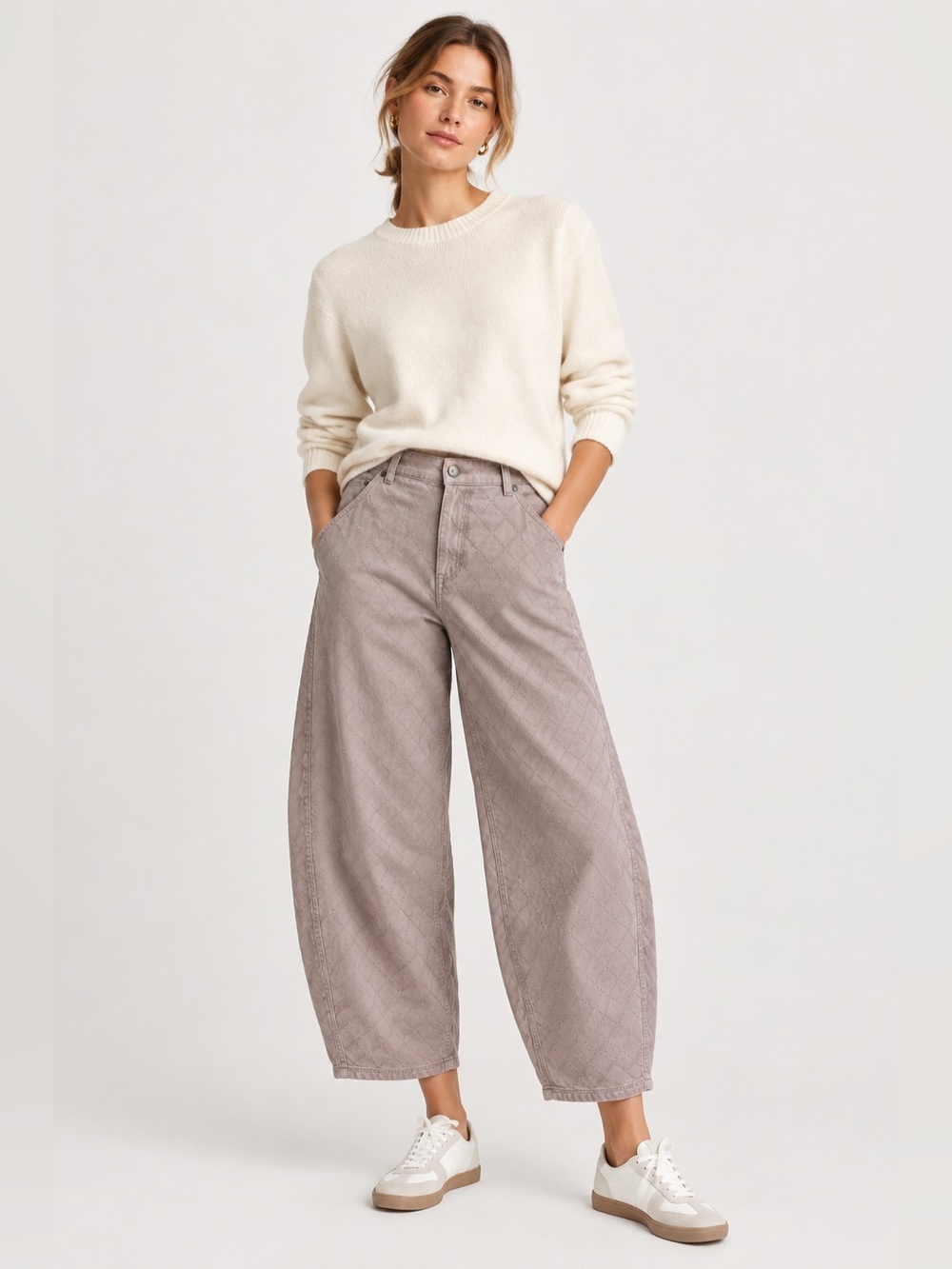 Joie 10 Quilted Diamond Wide Leg Cropped Denim Jeans Pants Boho Preppy Texture